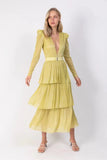Clacive  Autumn Party Women V-Neck Long Sleeve Fashion Long Dress Ruffled Elegant Long Dress