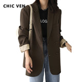 Clacive  Autumn New Fashion Women's Blazer Casual College Style Solid Color Office Lady Coat Long Sleeve Loose Women Clothes Top