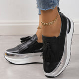 Clacive - Black Casual Sportswear Patchwork Contrast Round Comfortable Out Door Shoes
