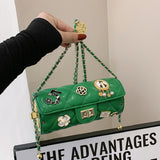 Clacive Green Casual Daily Patchwork Chains Bags