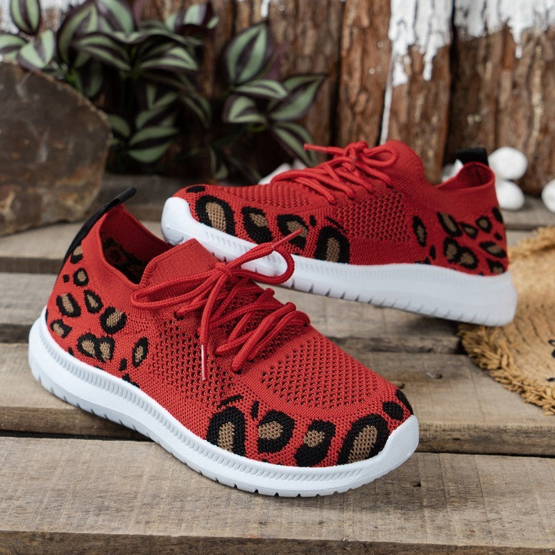 Clacive - Red Casual Sportswear Daily Patchwork Frenulum Round Comfortable Shoes