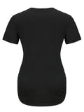 Clacive - Maternity Casual Cartoon Cute Footprint Print Short Sleeve Slim Fit T-shirt For Summer Pregnancy Gift
