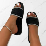 Clacive - White Casual Patchwork Solid Color Rhinestone Square Comfortable Shoes