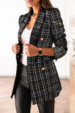 Clacive Black Casual Print Patchwork Cardigan Turn-back Collar Outerwear