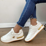 Clacive - White Casual Sportswear Daily Patchwork Solid Color Round Comfortable Out Door Sport Shoes