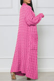 Clacive - Rose Red Casual Street Solid Slit Cardigan Weave Outerwear