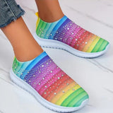 Clacive - White Casual Patchwork Rhinestone Round Comfortable Out Door Shoes