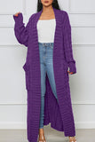 Clacive - Rose Red Casual Street Solid Slit Cardigan Weave Outerwear