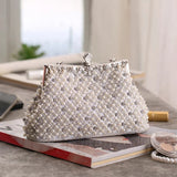 Clacive White Casual Daily Patchwork Chains Pearl Bags
