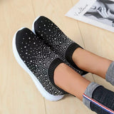 Clacive - White Casual Patchwork Rhinestone Round Comfortable Out Door Shoes
