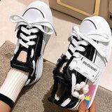 Clacive - Black Casual Daily Patchwork Frenulum Contrast Round Comfortable Out Door Shoes