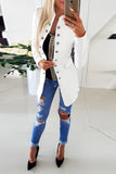 Clacive - White Casual Solid Patchwork Cardigan Outerwear