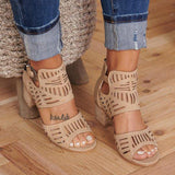 Clacive - Black Casual Hollowed Out Patchwork Solid Color Fish Mouth Out Door Wedges Shoes (Heel Height 1.97in)