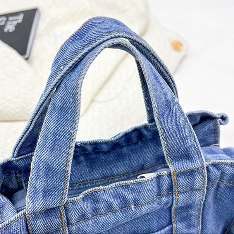 Clacive Blue Casual Solid Patchwork Zipper Bags
