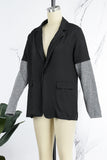 Clacive - Black Casual Solid Mesh Turn-back Collar Outerwear